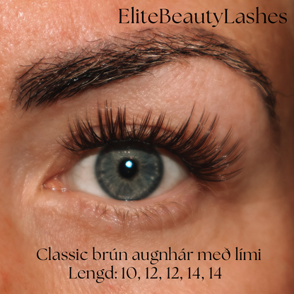Classic brún augnhár með lími
