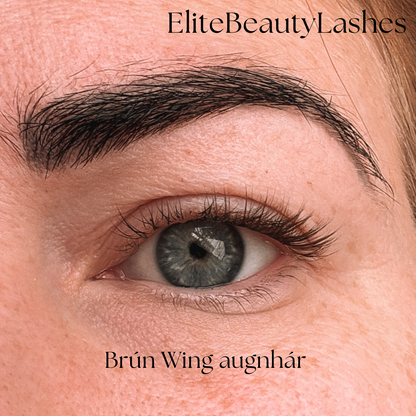 Brún Wing augnhár með lími